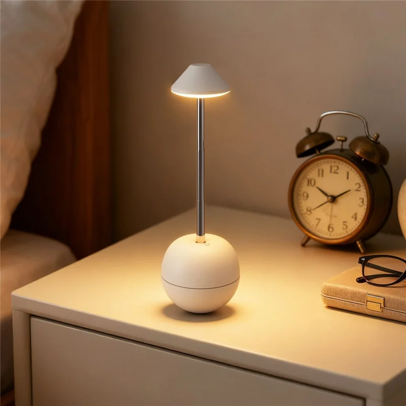 RPT002 Tumbler Design LED Night Light Adjustable Height Decorative Table Lamp Bedside Mood Lighting with Remote - White