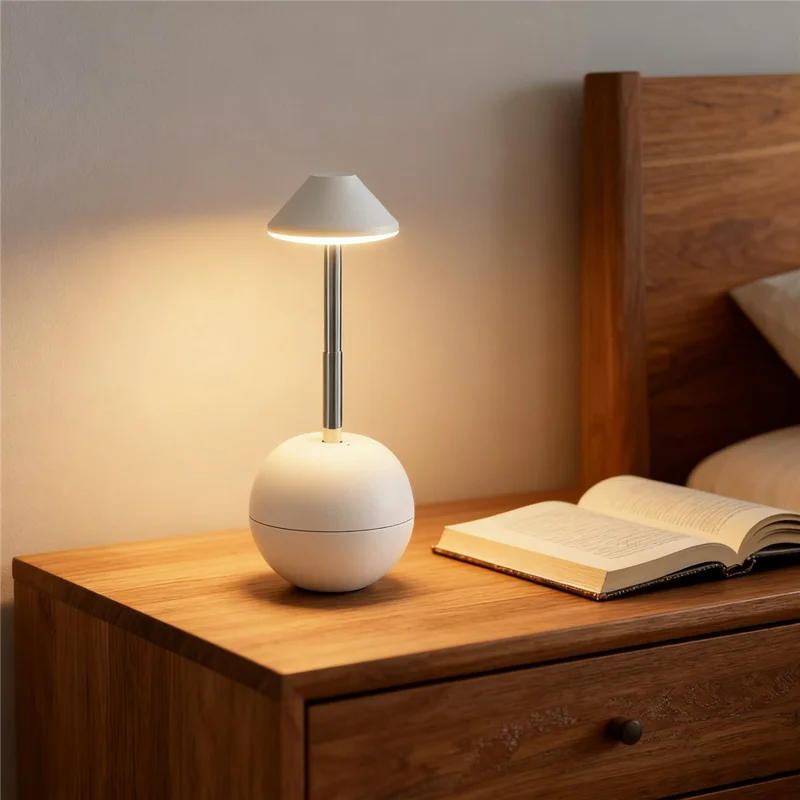 RPT002 Tumbler Design LED Night Light Adjustable Height Decorative Table Lamp Bedside Mood Lighting with Remote - White