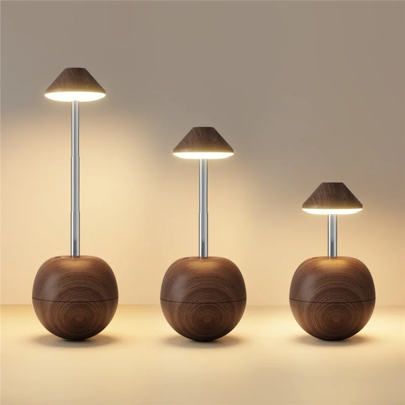 RPT002 Holzmaserung Tumbler Design LED Nachtlicht Verstellbare Höhe Dekorative Tischlampe Nachttischbeleuchtung mit Fernbedienung - Walnuss