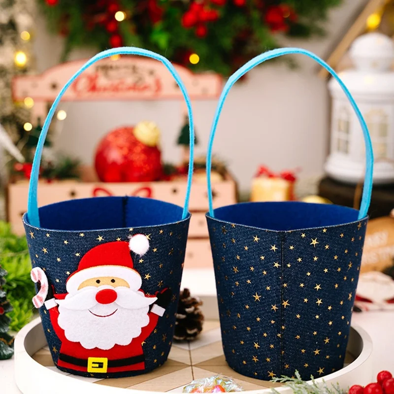 Kerstcadeaupotje Fruit- en snoepzak Opbergemmer voor Kinderen Feestversiering uit Niet-geweven Stof met Vrolijk Kersttekenfilmontwerp - Kerstman