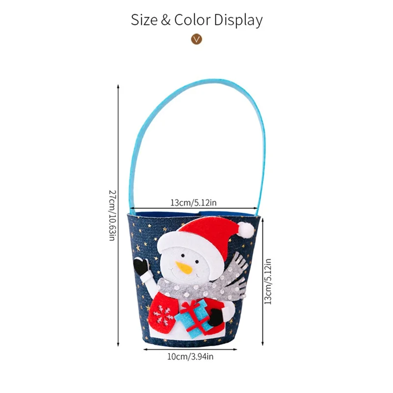 Kerstcadeaupotje Fruit- en snoepzak Opbergemmer voor Kinderen Feestversiering uit Niet-geweven Stof met Vrolijk Kersttekenfilmontwerp - Kerstman