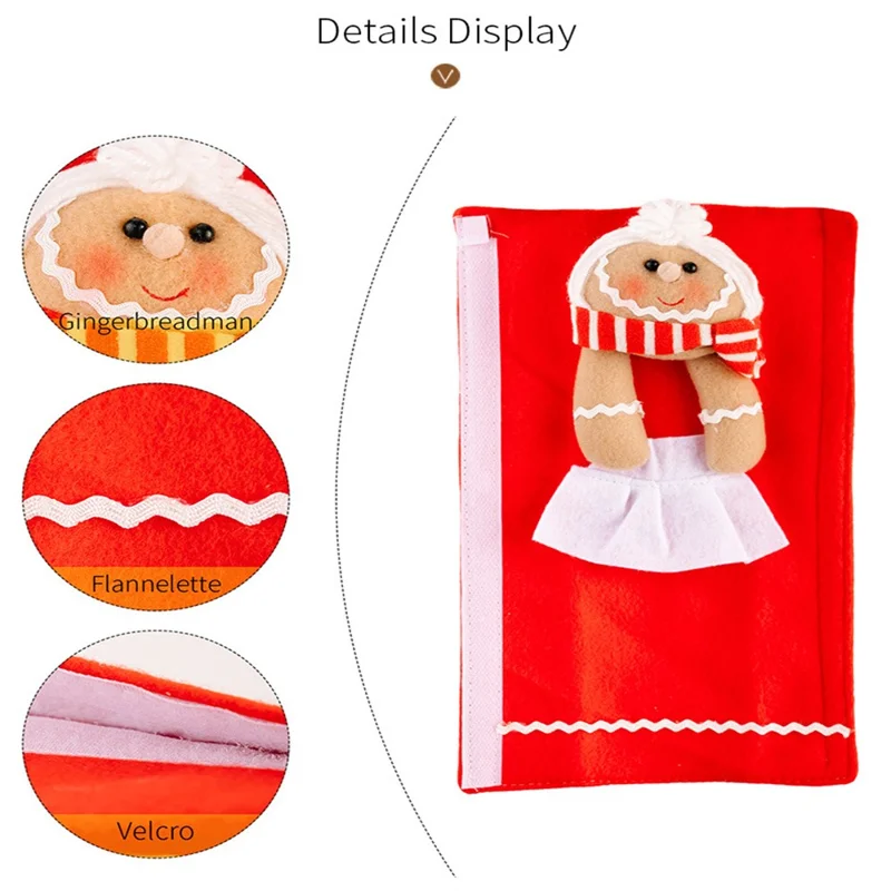 2 Pièces de Décorations de Noël Housses de Poignée de Réfrigérateur Bonhomme en Pain d'Épices Protecteurs de Poignée de Porte de Micro-ondes