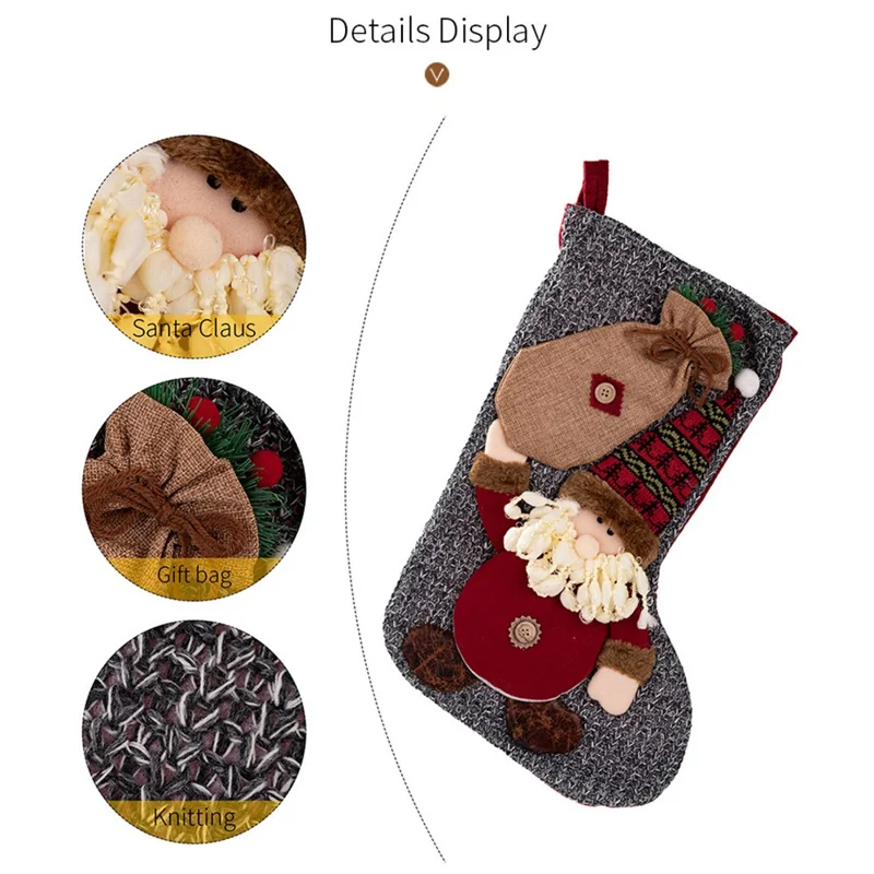 Christmas Stocking Decorations Hanging Ornaments for Fireplace  /  Home Festive Decor - Santa Claus