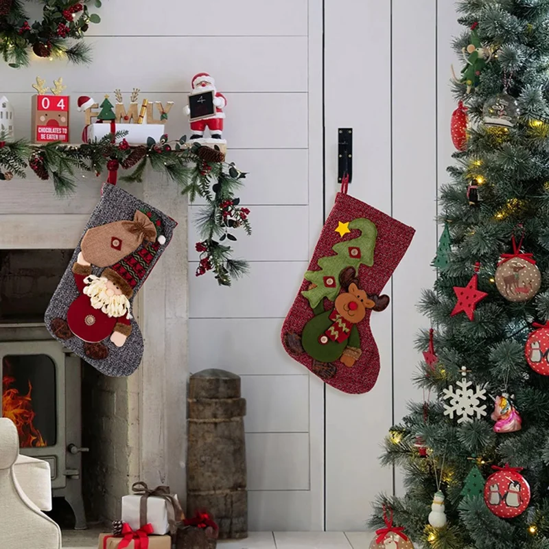 Christmas Stocking Decorations Hanging Ornaments for Fireplace  /  Home Festive Decor - Santa Claus