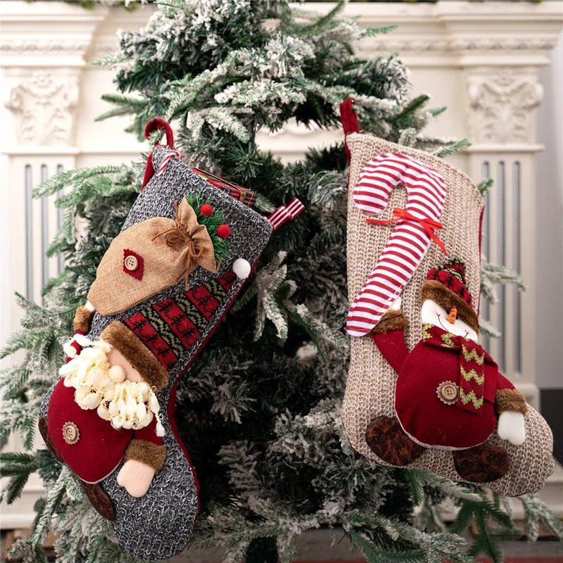 Christmas Stocking Decorations Hanging Ornaments for Fireplace  /  Home Festive Decor - Santa Claus