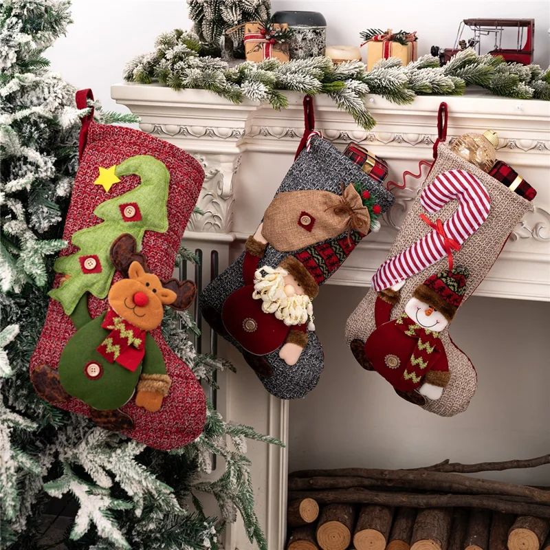 Christmas Stocking Decorations Hanging Ornaments for Fireplace  /  Home Festive Decor - Reindeer