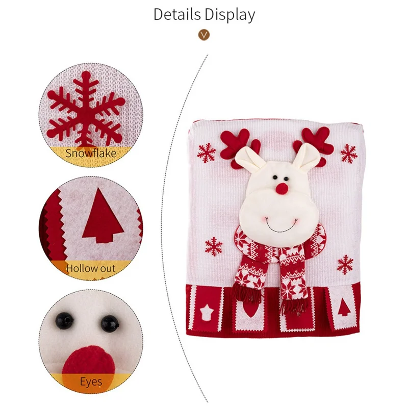 Christmas Chair Cover 3D Decorative Figurine Seat Back Protector for Home / Restaurant / Party - Reindeer