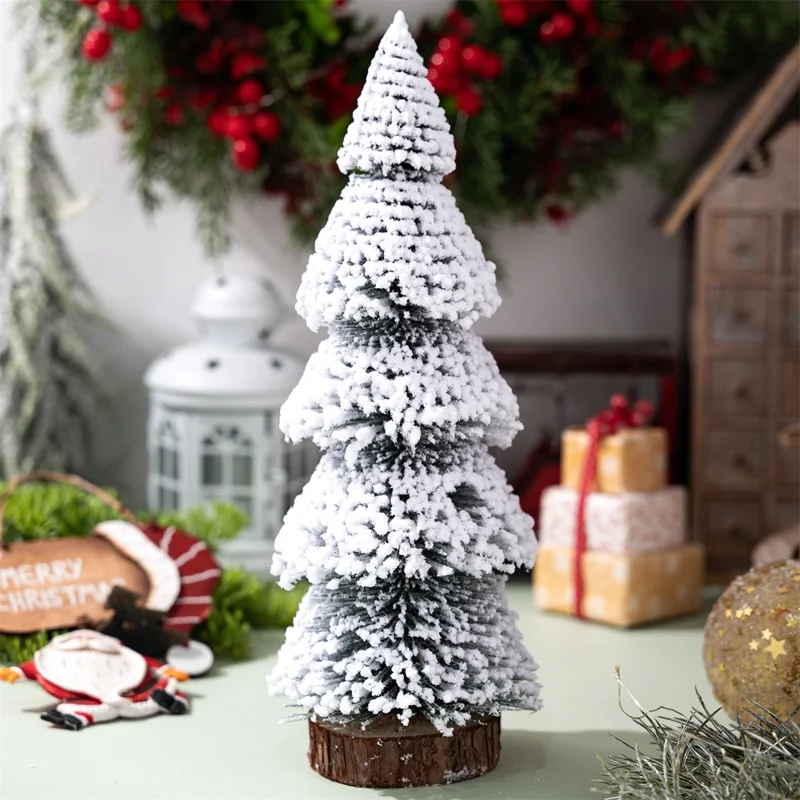 Mini Christmas Tree 25cm Desktop Decoration Tabletop Ornament Cedar Pine Tree for Home / Office Holiday Gift Decor