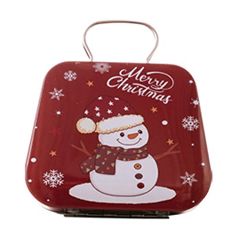 Weihnachts-Mini-Blechdose Süßigkeitenbox in Handtaschenform als Geschenkbehälter für Kinder, Feriendekoration, Aufbewahrung / Tragbare Leckereienhalterung - Stil E