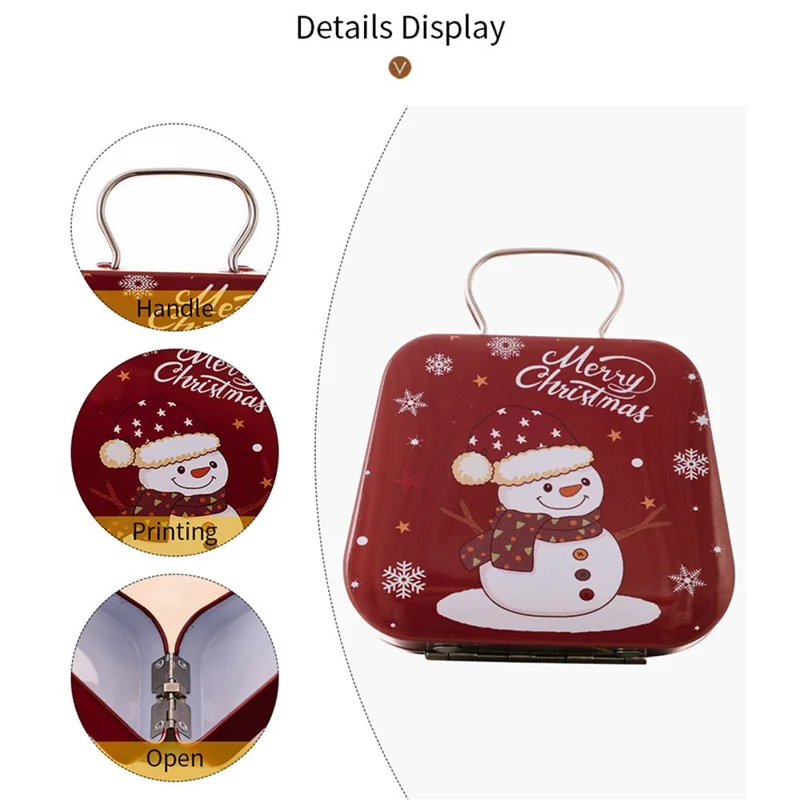 Weihnachts-Mini-Blechdose Süßigkeitenbox in Handtaschenform als Geschenkbehälter für Kinder, Feriendekoration, Aufbewahrung / Tragbare Leckereienhalterung - Stil E
