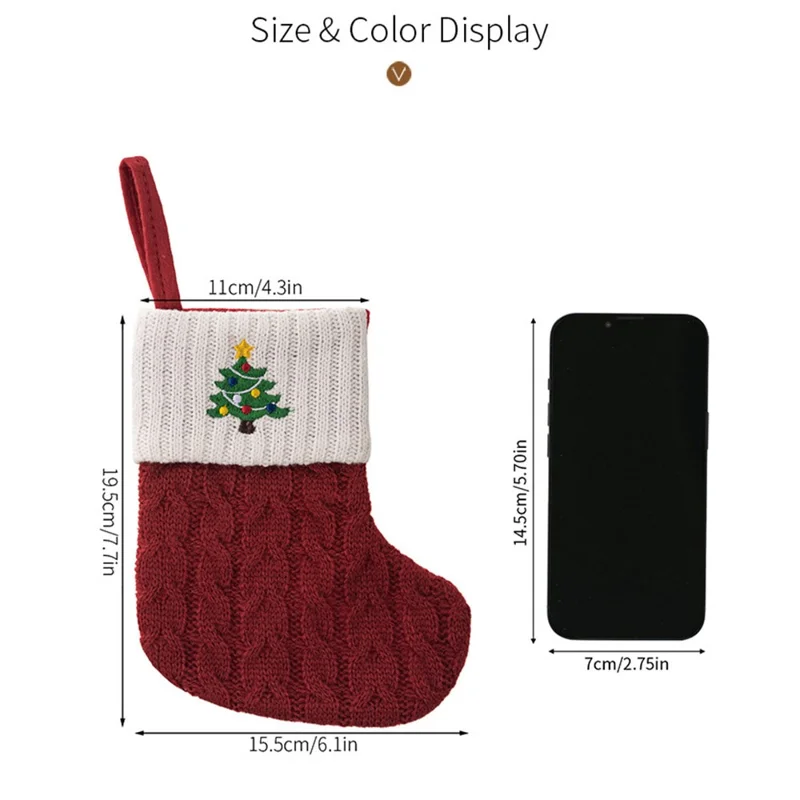 Creative Christmas Stocking Knitted Letter Embroidery DIY Name Gift Sock for Holiday Decoration - B