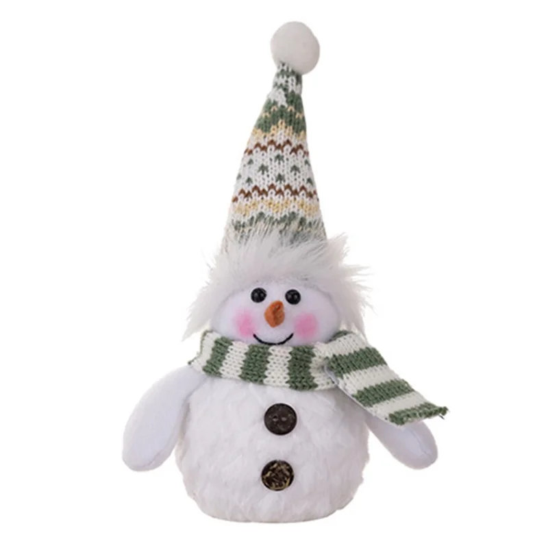 Christmas Snowman Decoration with Knitted Hat LED Light Doll Winter Holiday Gift Home Decor Festive Atmosphere Ornament - Pointed Hat