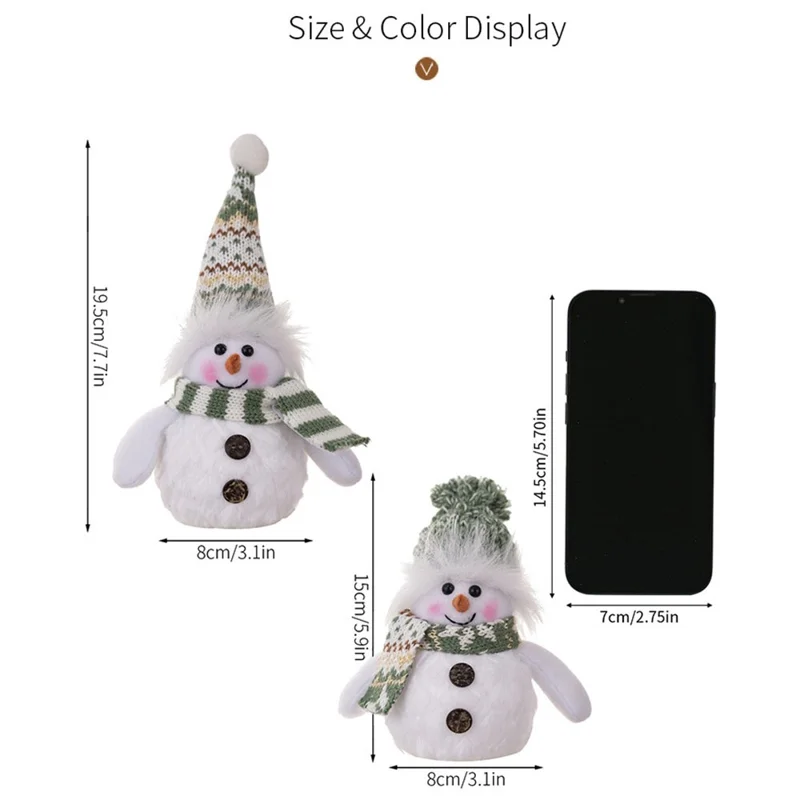 Christmas Snowman Decoration with Knitted Hat LED Light Doll Winter Holiday Gift Home Decor Festive Atmosphere Ornament - Pointed Hat