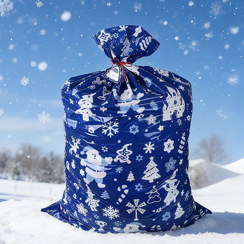 3Pcs 36 x 56 Inch Christmas Gift Bags for Holiday Party Large Size PE Packaging Bag with Hang Tag and String - White