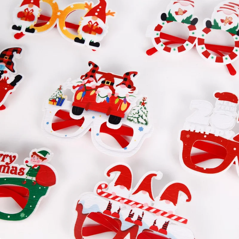 Christmas Kids Glasses Frame Felt + Plastic Xmas Eyeglasses Fancy Dress Costume Party Supply - Three Red Santa