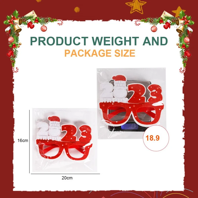 Christmas Kids Glasses Frame Felt + Plastic Xmas Eyeglasses Fancy Dress Costume Party Supply - Three Red Santa