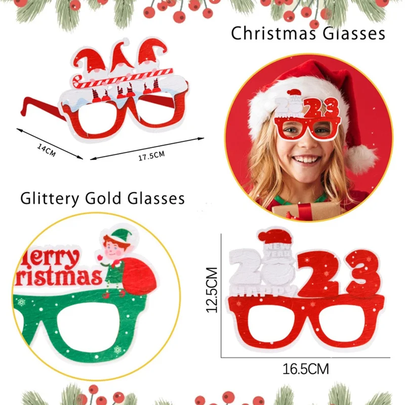 Christmas Kids Glasses Frame Felt + Plastic Xmas Eyeglasses Fancy Dress Costume Party Supply - Santa