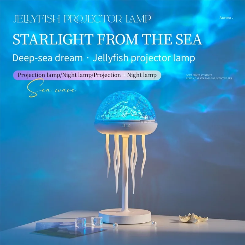 Kapuściorożny przyciemnialny nocnik z projekcją fal, lampa atmosferyczna z pilotem do sypialni