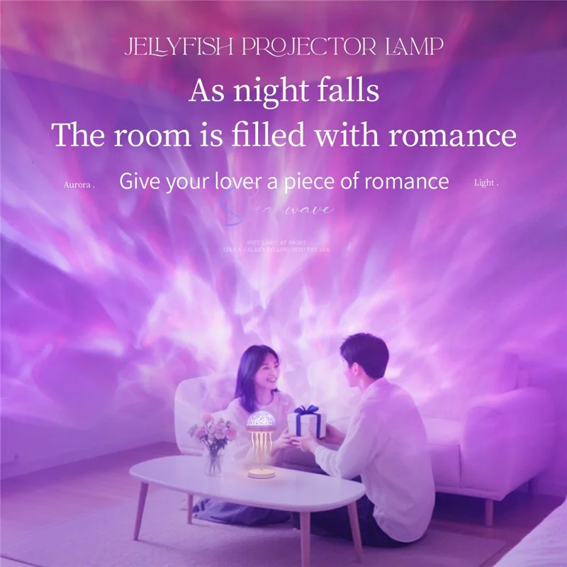 Kapuściorożny przyciemnialny nocnik z projekcją fal, lampa atmosferyczna z pilotem do sypialni