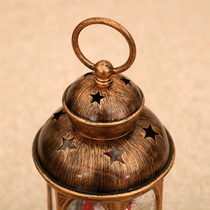 Christmas Lantern Music Box Night Light Vintage Table Decoration Holiday Gift, Non-Rotating Version - Santa Claus