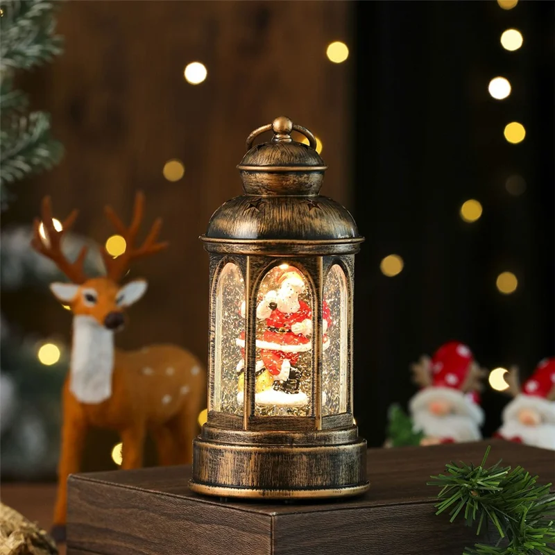 Christmas Gift Music Box Rotating Vintage Night Light Holiday Desktop Decoration - Santa Claus