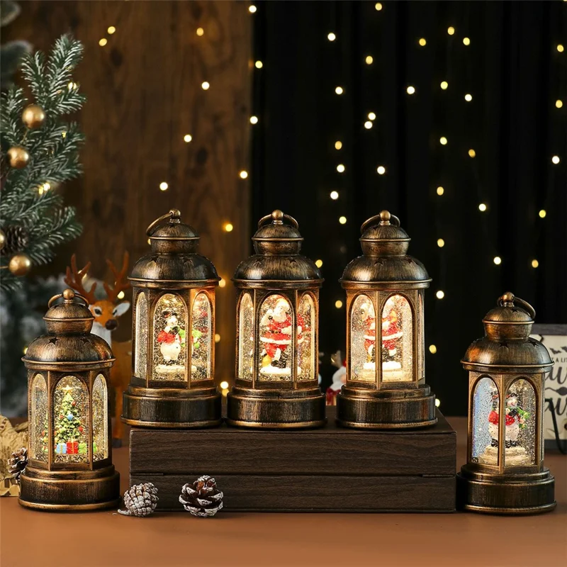Christmas Gift Music Box Rotating Vintage Night Light Holiday Desktop Decoration - Santa Claus