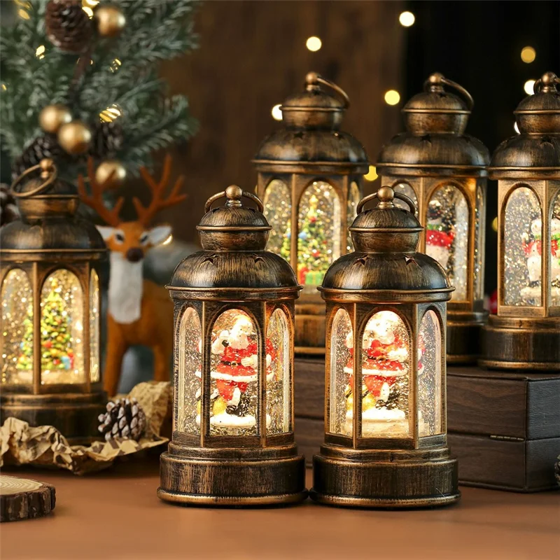 Christmas Gift Music Box Rotating Vintage Night Light Holiday Desktop Decoration - Santa Claus