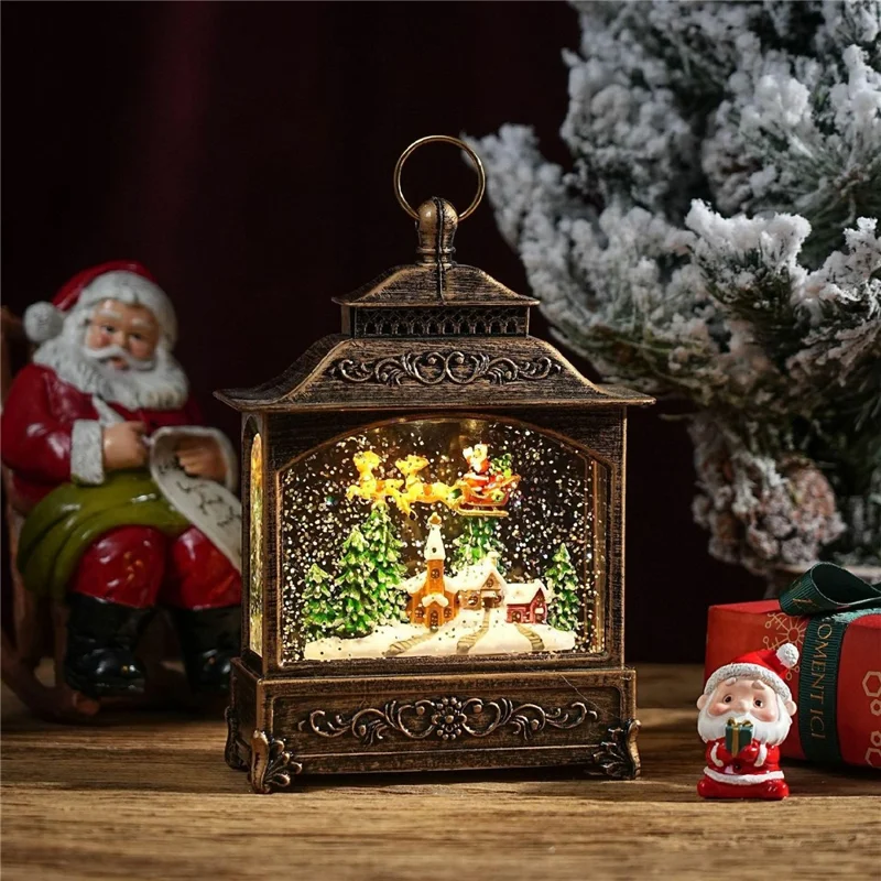 Christmas Lantern Music Box Desktop Night Light Holiday Decoration Gift for Party / Home - Reindeer
