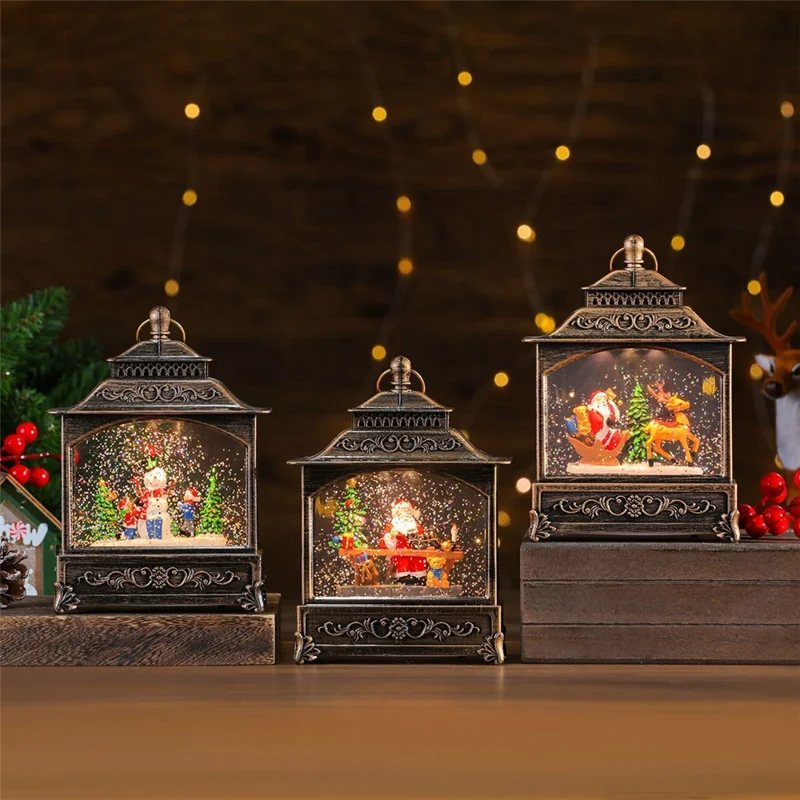 Christmas Lantern Music Box Desktop Night Light Holiday Decoration Gift for Party / Home - Reindeer