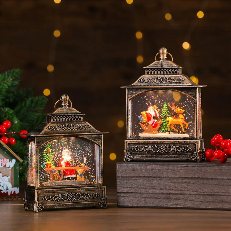 Christmas Lantern Music Box Desktop Night Light Holiday Decoration Gift for Party / Home - Reindeer