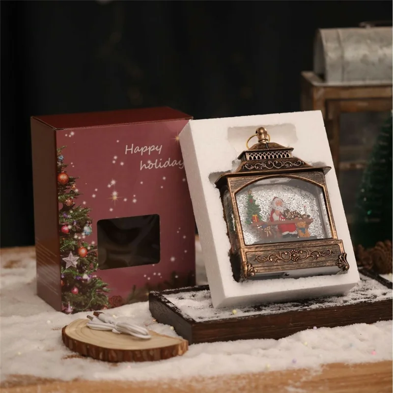 Christmas Lantern Music Box Desktop Night Light Holiday Decoration Gift for Party / Home - Reindeer