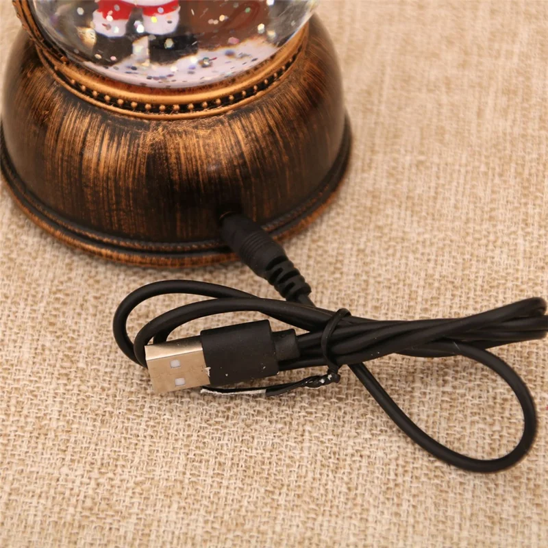 Christmas Gift Snow Globe Light with Music / Handle / Resin Figurine Holiday Decoration Table Lantern Ornaments - Santa Claus and Bear