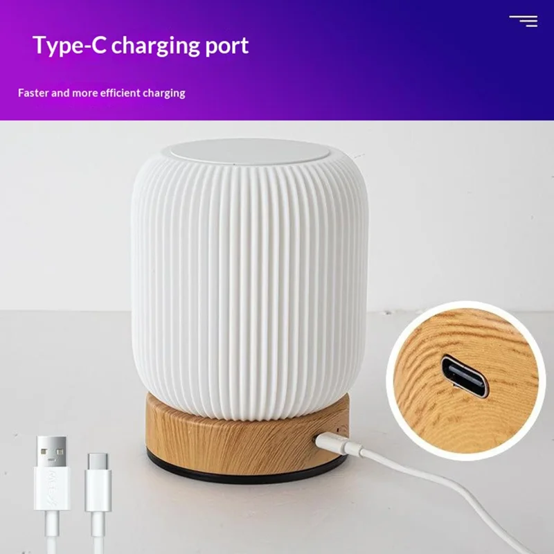 Wood Grain Touch Control Night Light RGB Color Changing Mood Lamp with Remote Control  /  Music Follow Bedside Table Lamp