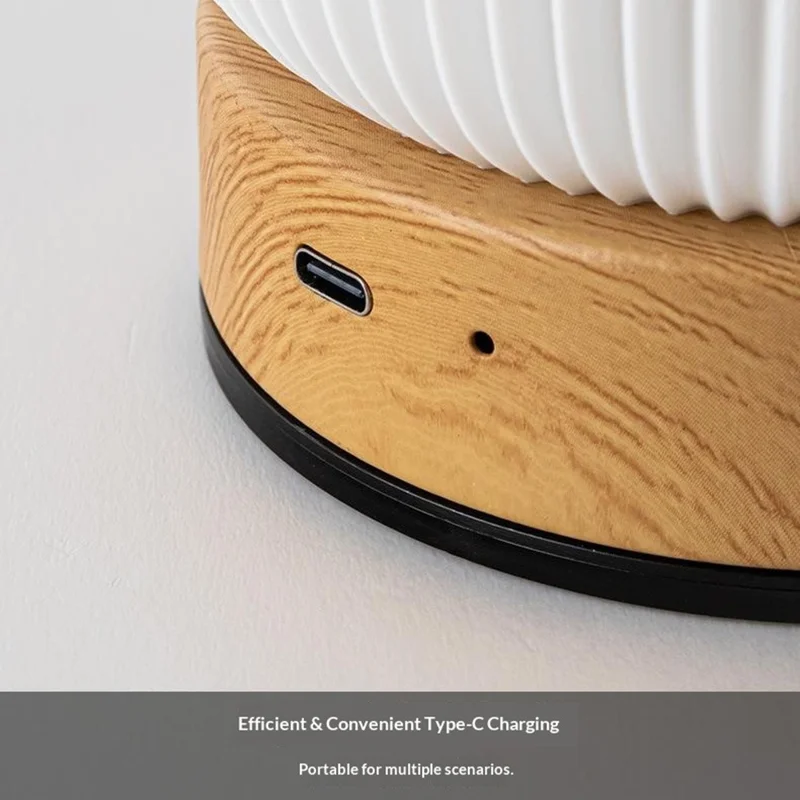 Wood Grain Touch Control Night Light RGB Color Changing Mood Lamp with Remote Control  /  Music Follow Bedside Table Lamp