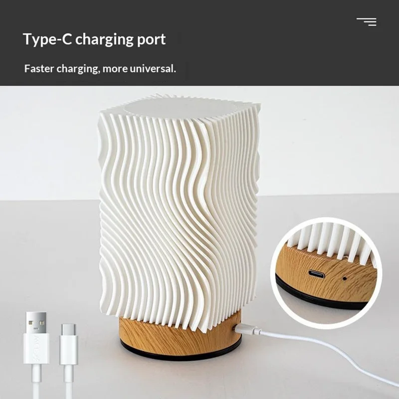 RGBWS Ambient Lamp Touch Remote Control LED Night Light USB-C Rechargeable Bedroom Lamp with Timer Function