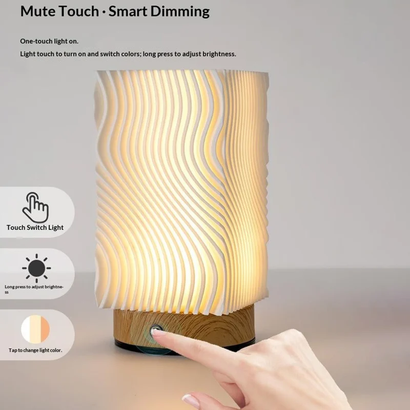Touch Control Table Lamp 3 Color Mode LED Night Light USB-C Rechargeable Lamp with Anti-Slip Base for Bedroom