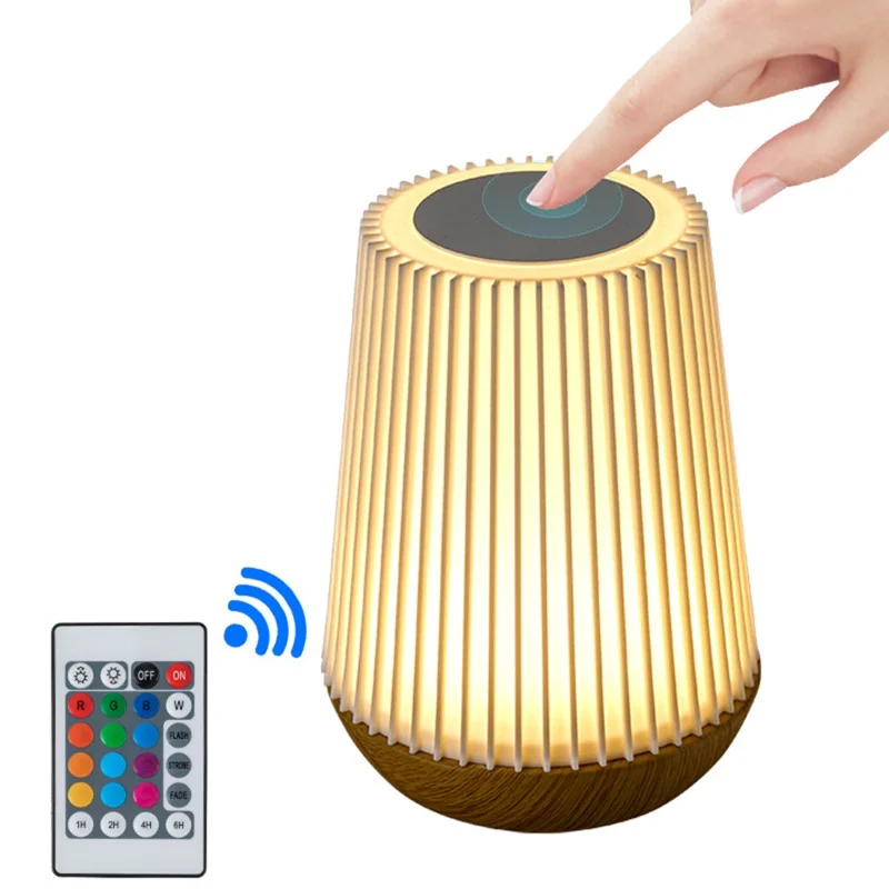 Remote Touch Control Table Lamp 7 Color Ambient LED Night Light USB-C Rechargeable Lamp for Bedroom  /  Living Room
