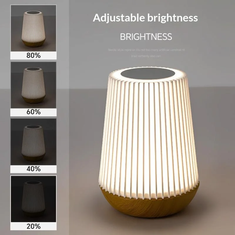 Remote Touch Control Table Lamp 7 Color Ambient LED Night Light USB-C Rechargeable Lamp for Bedroom  /  Living Room