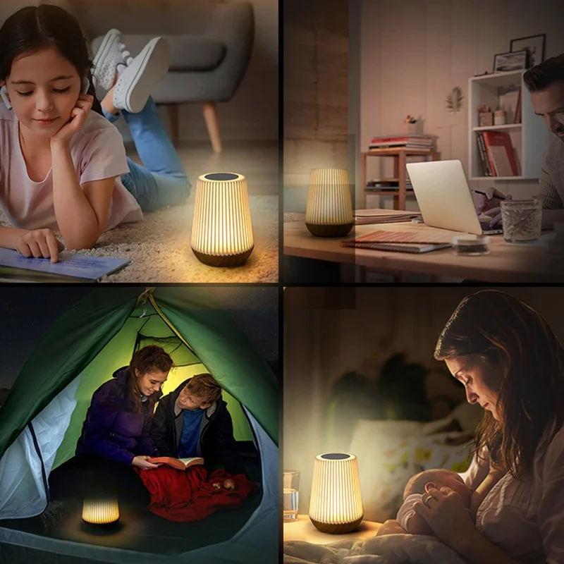 Remote Touch Control Table Lamp 7 Color Ambient LED Night Light USB-C Rechargeable Lamp for Bedroom  /  Living Room
