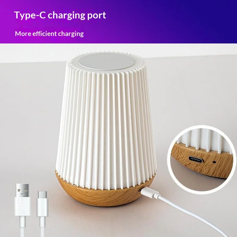 Remote Touch Control Table Lamp 7 Color Ambient LED Night Light USB-C Rechargeable Lamp for Bedroom  /  Living Room