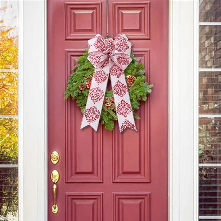 Topo da Árvore de Natal Laço de Linho Grande Bowknot Festa Jardim Decoração Doméstica - Árvore de Natal