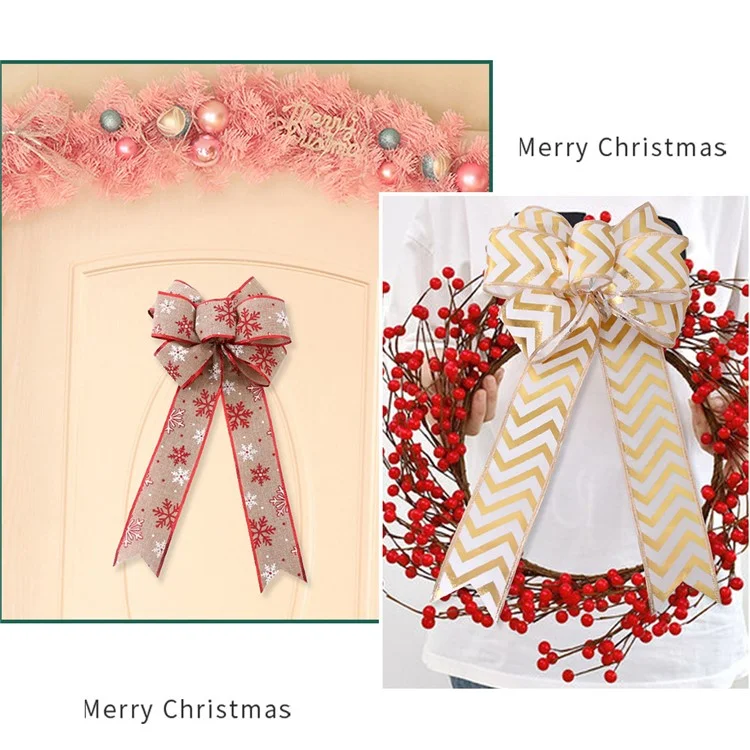 Topo da Árvore de Natal Laço de Linho Grande Bowknot Festa Jardim Decoração Doméstica - Árvore de Natal