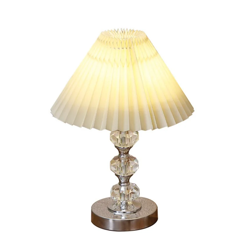 Crystal Retro Table Lamp with 3 Color Adjustable Minimalist USB Powered Bedside Night Light for Living Room / Bedroom - Beige