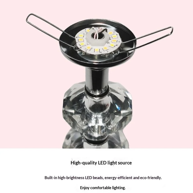 Crystal Retro Table Lamp with 3 Color Adjustable Minimalist USB Powered Bedside Night Light for Living Room / Bedroom - Beige