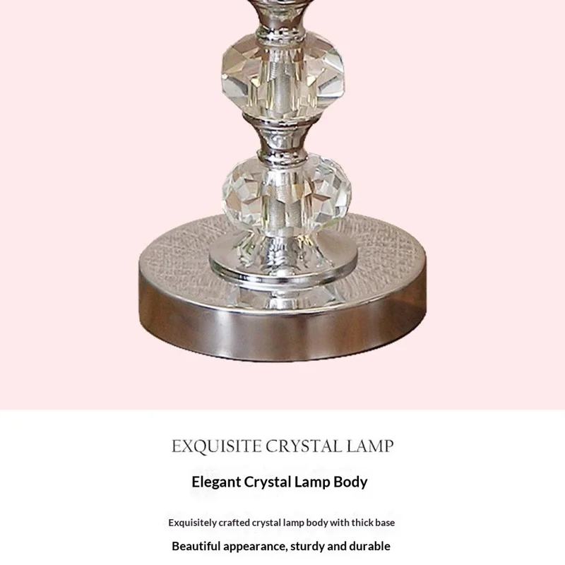 Crystal Retro Table Lamp with 3 Color Adjustable Minimalist USB Powered Bedside Night Light for Living Room / Bedroom - Beige