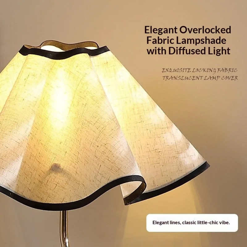 Nordic 7W Petal Umbrella Table Lamp 3-Level Dimmable Bedside Lamp Fabric Lampshade Ambient Night Light with Metal Base for Bedroom - EU Plug