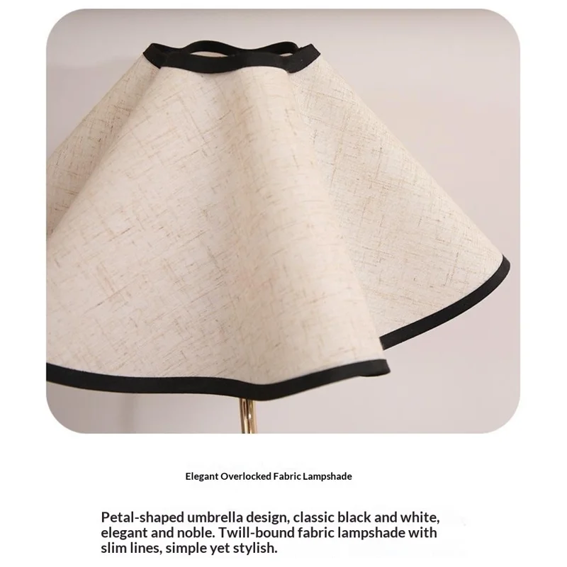 Nordic 7W Petal Umbrella Table Lamp 3-Level Dimmable Bedside Lamp Fabric Lampshade Ambient Night Light with Metal Base for Bedroom - EU Plug