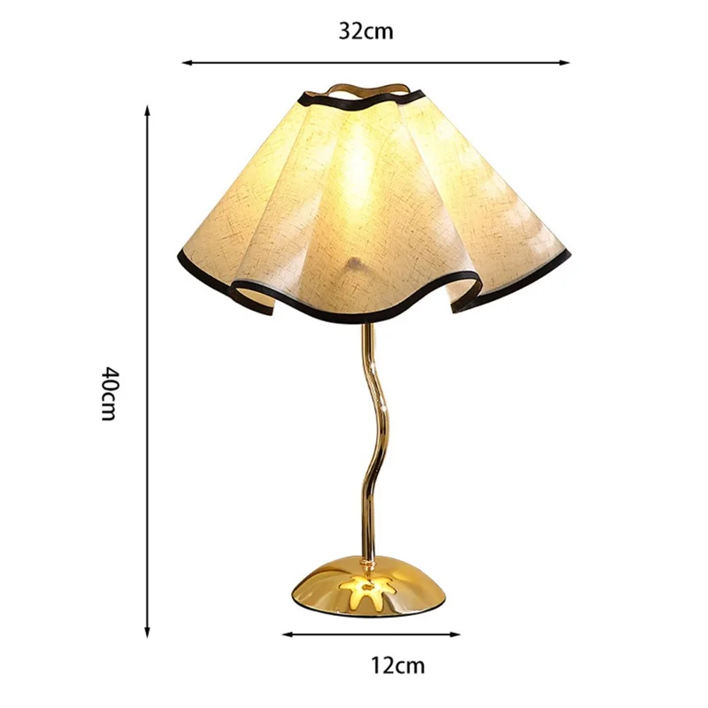 Nordic 7W Petal Umbrella Table Lamp 3-Level Dimmable Bedside Lamp Fabric Lampshade Ambient Night Light with Metal Base for Bedroom - EU Plug