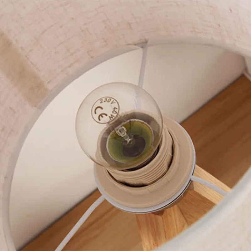 Modern Minimalist Bedside Lamp 12W 3-Color LED Lamp Flicker-Free Eye-Care Night Light with Wood Base for Home, EU Plug - Wine Red