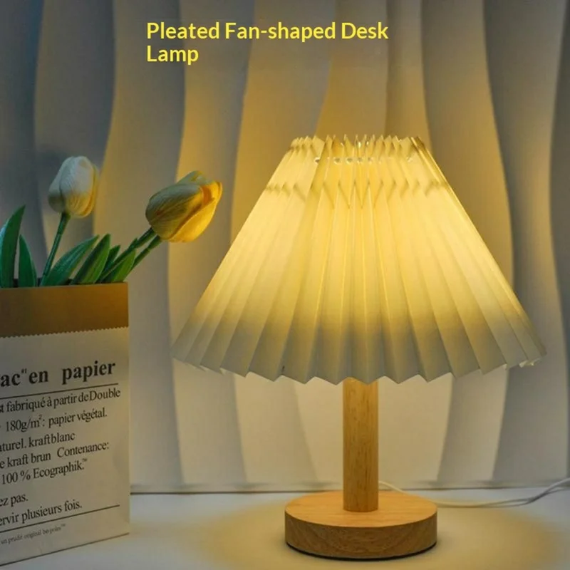 Warmes Tischleuchte Vintage Falten-Nachttischleuchte USB-betrieben Dekorative Leuchte für Schlafzimmer Kreatives Geschenk - Beige